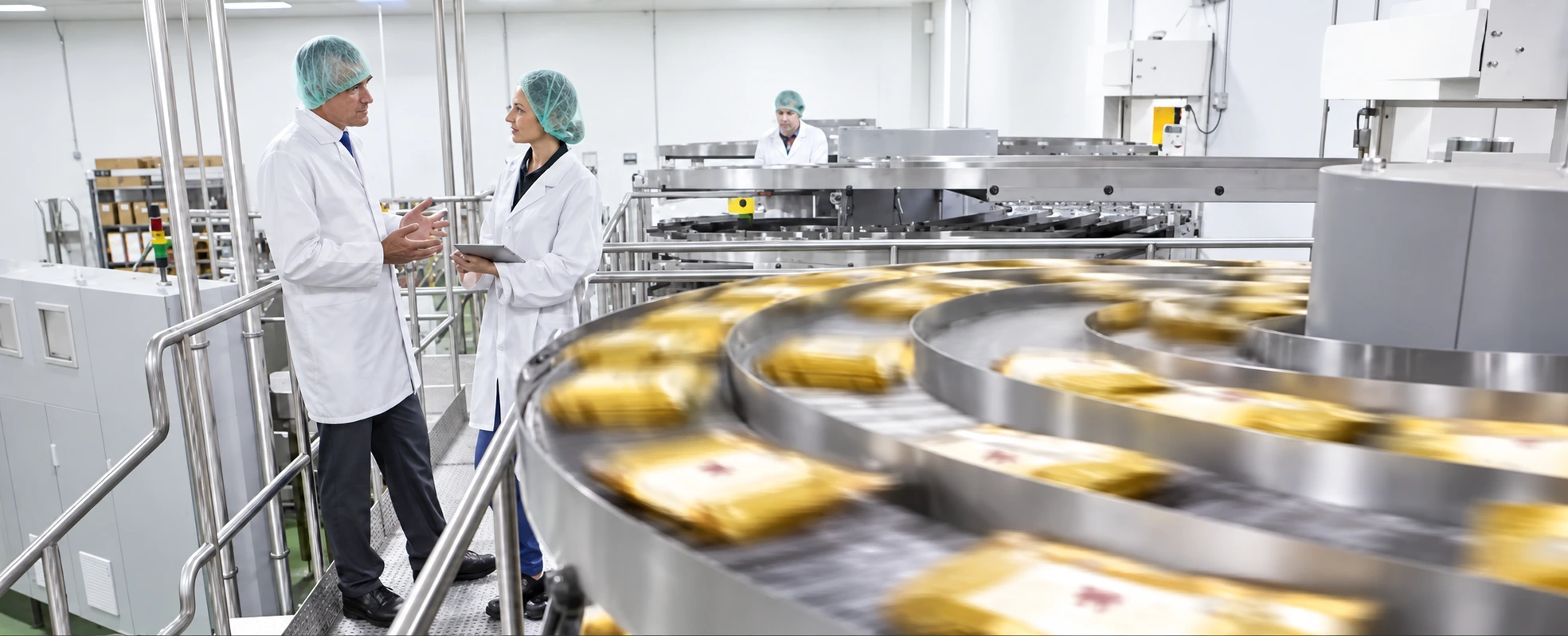 Personal tècnic supervisant una línia de producció industrial